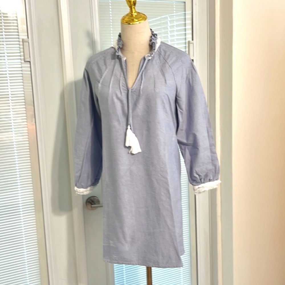 Sail to Sable,Softly Ruffled Mini Dress or Tunic, Tassled Front, EUC, Size XSP - Picture 6 of 9
